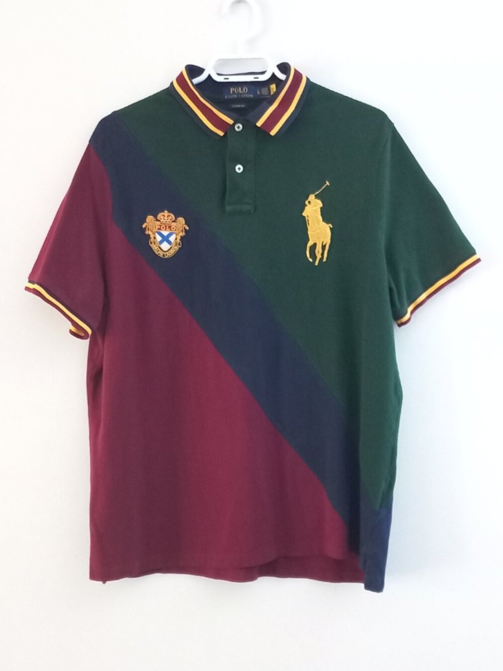 POLO RALPH LAUREN polo shirt green blue burgundy yellow crest big pony